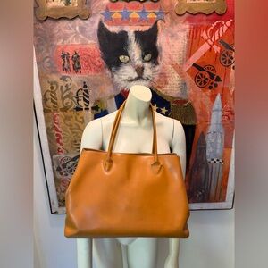 Furla luggage leatherDbl handle tote logo interior made in Italy preowned VG